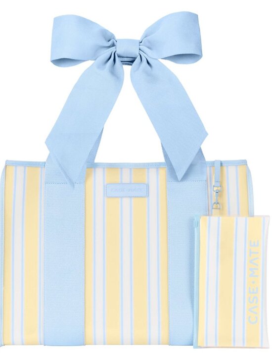 case-mate Handbags - Case-Mate Cabana Striped Blue Bow Jelly Tote Waterproof Beach Bag Gym Travel NWT